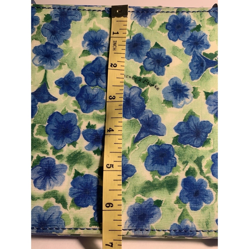 Dooney & Bourke Blue Floral Coated Canvas Tote Shoulder Bag White Trim - Picture 14 of 14
